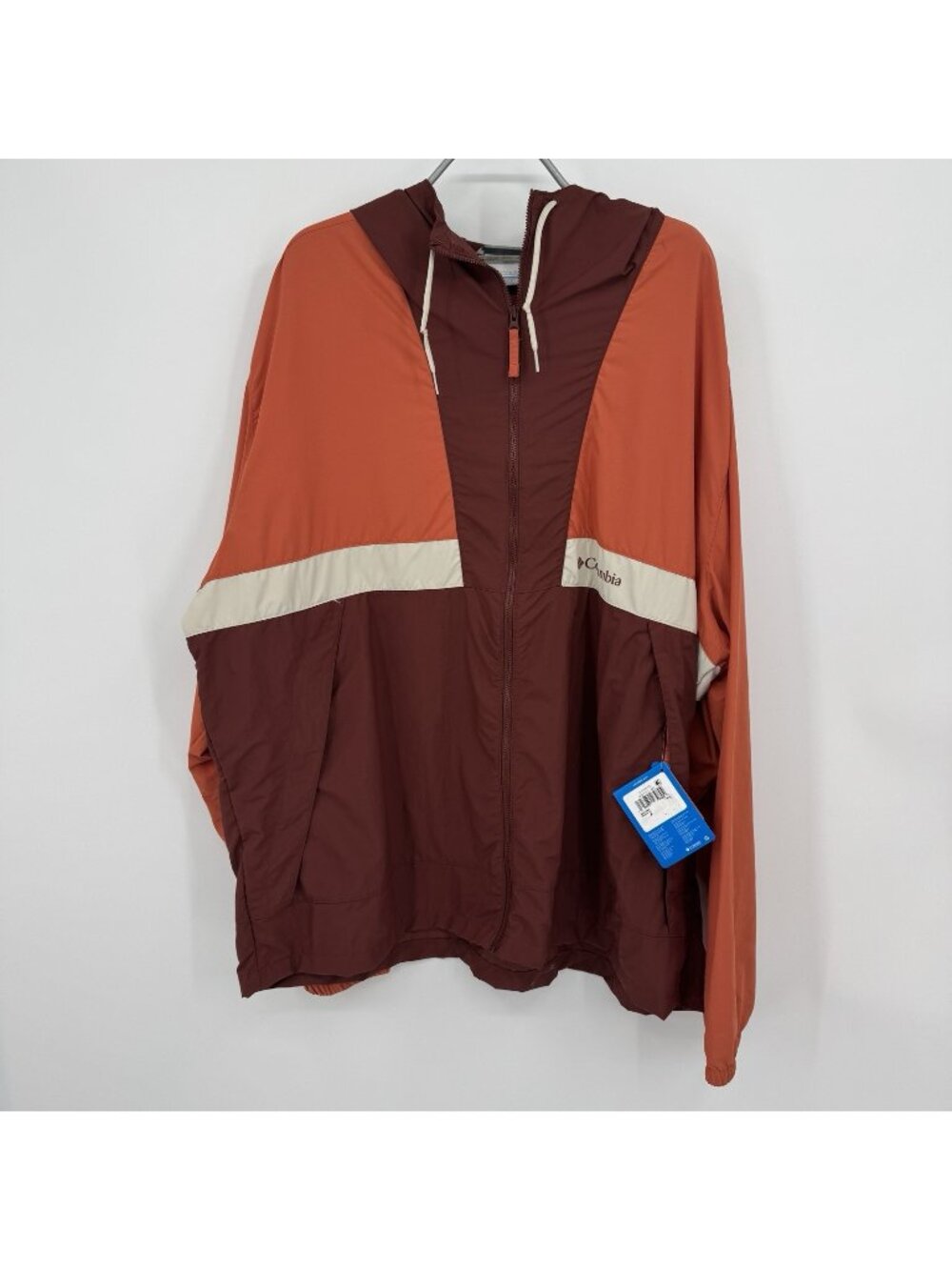 Columbia Men's Valley Hooded Windbreaker size XXL 2XL Tuscan Spice/Dark Stone